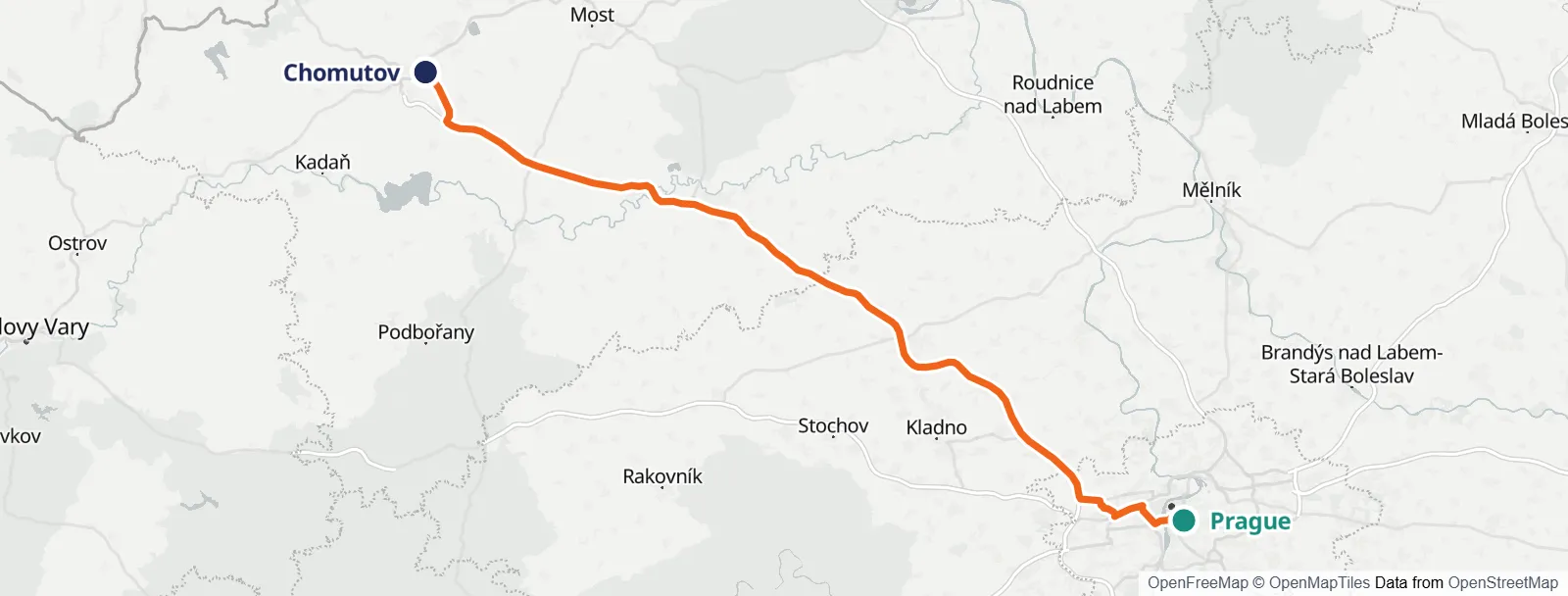 ルートマップ: Prague – Chomutov